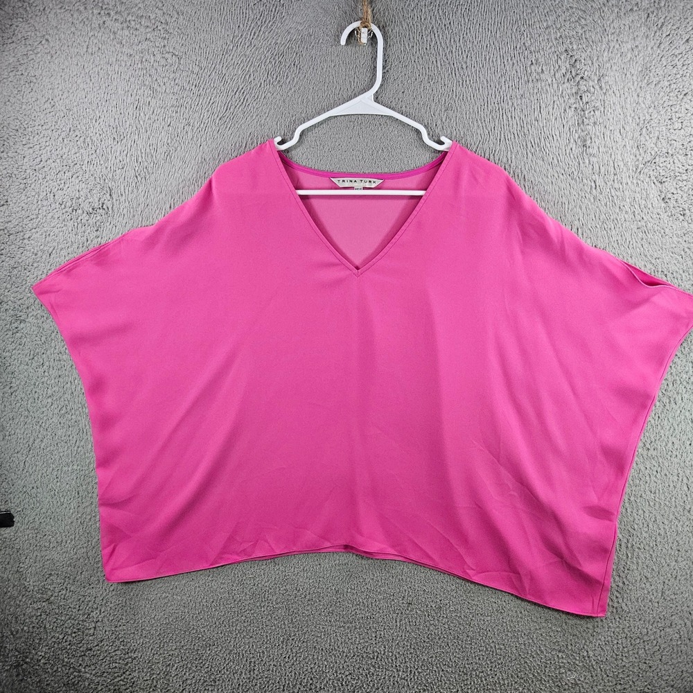 Trina Turk Womens Pink V-Neck Dolman Sleeve Blouse Top XS/S